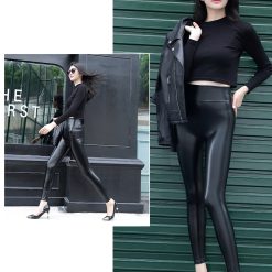 PU Leather High Waist Push Up Leggings - Image 4