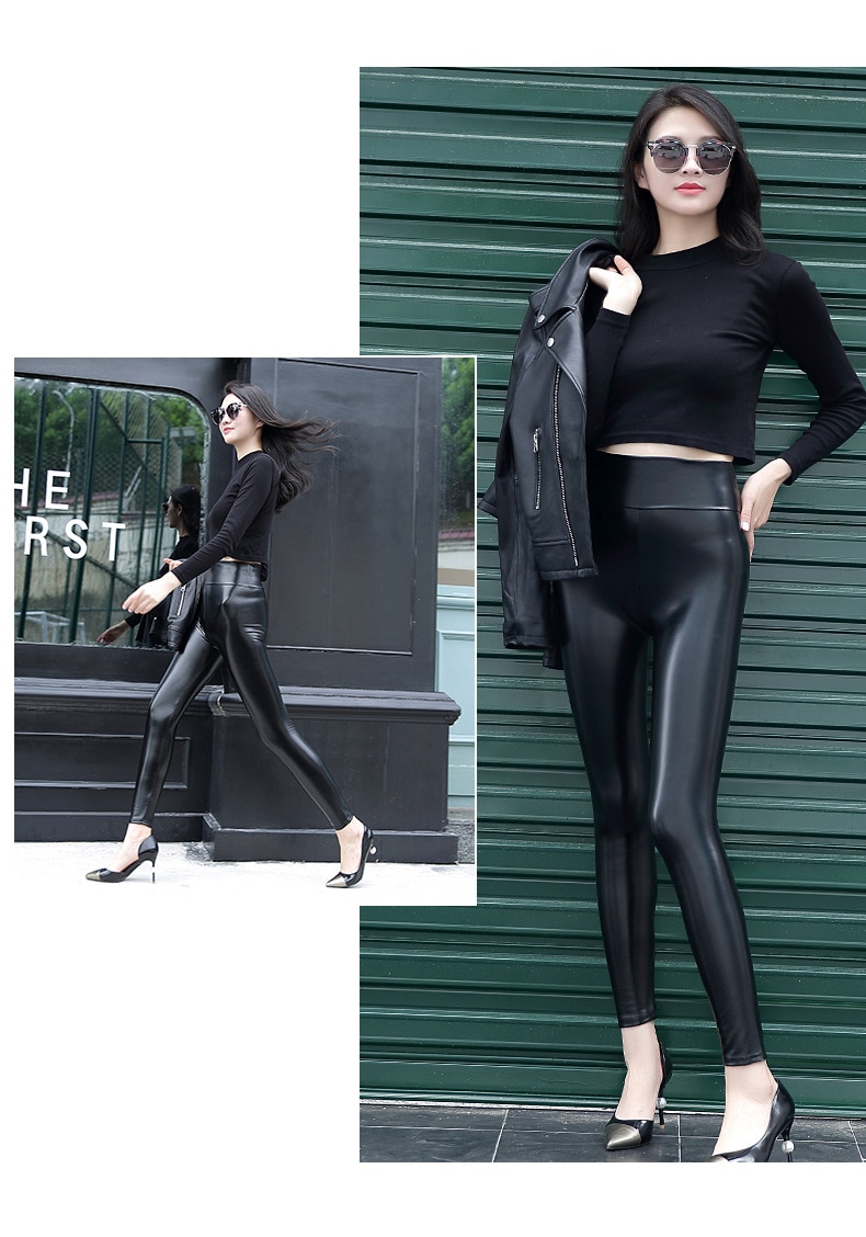 PU Leather High Waist Push Up Leggings - Image 4