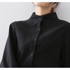 Mandarin Collar Lantern Sleeve Blouse for Women - Image 4